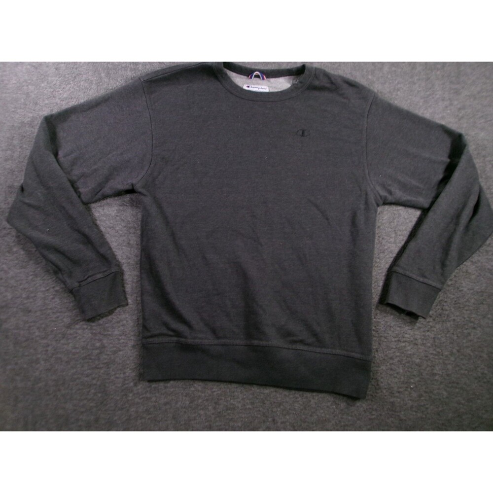 Champion Sweatshirt Mens Medium Gray Logo Pullover Crewneck Long Sleeve Causal